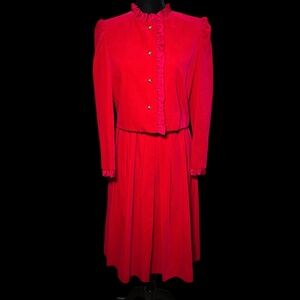 Saskia - Red Velvet 2-Piece Jacket/Skirt Set - Size 11